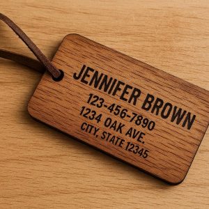 Wooden Burned Luggage Tag Personalized