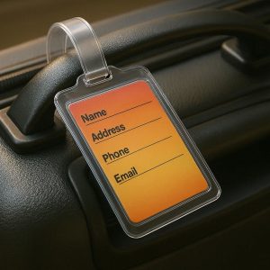5 Plastic Clear Luggage Tag with Strap